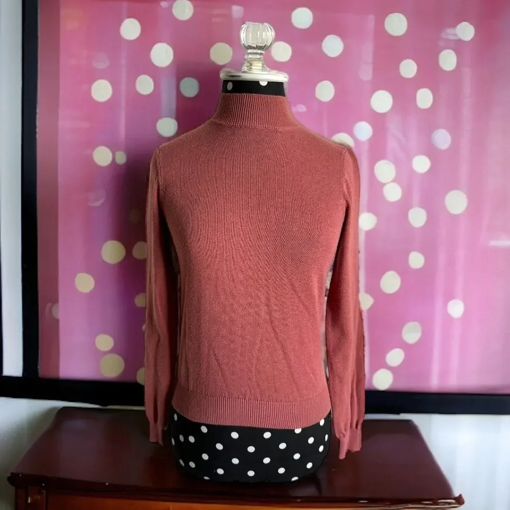 5/$35 Forever 21 Womens Sweater Sz S Dusty Rose Pink Mock Neck Long Sleeve Solid